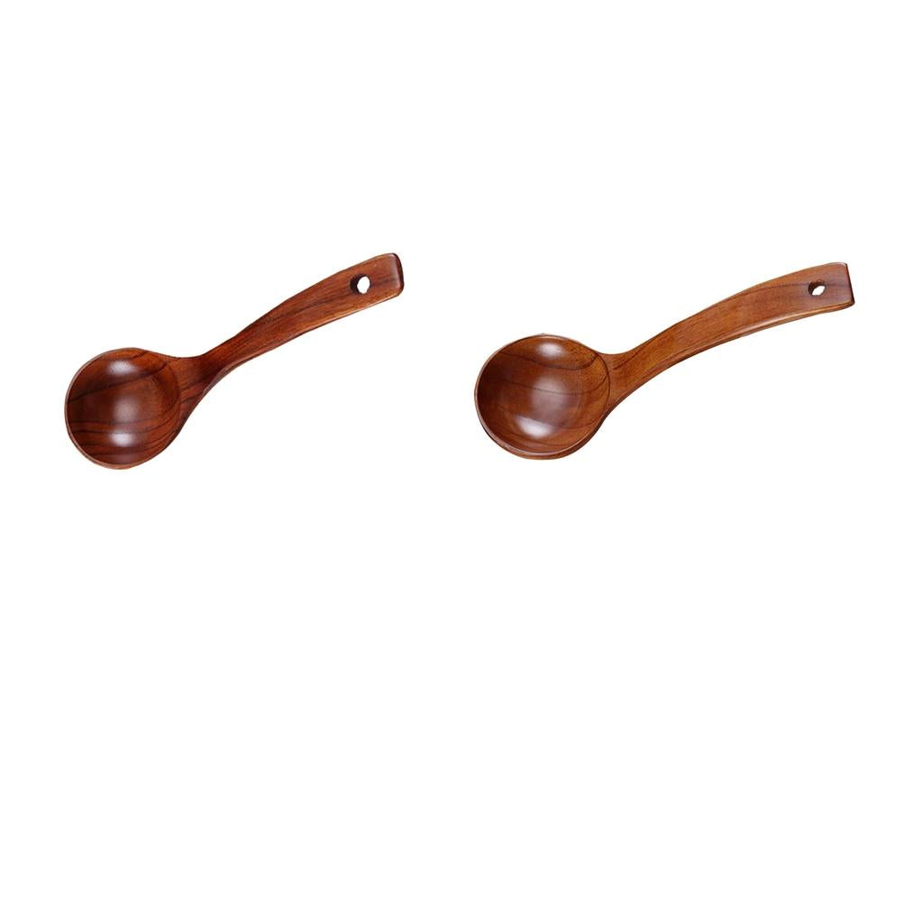 2Pcs Natural Wooden Bamboo Ladle Soups, Sauces, Casseroles, Porridge