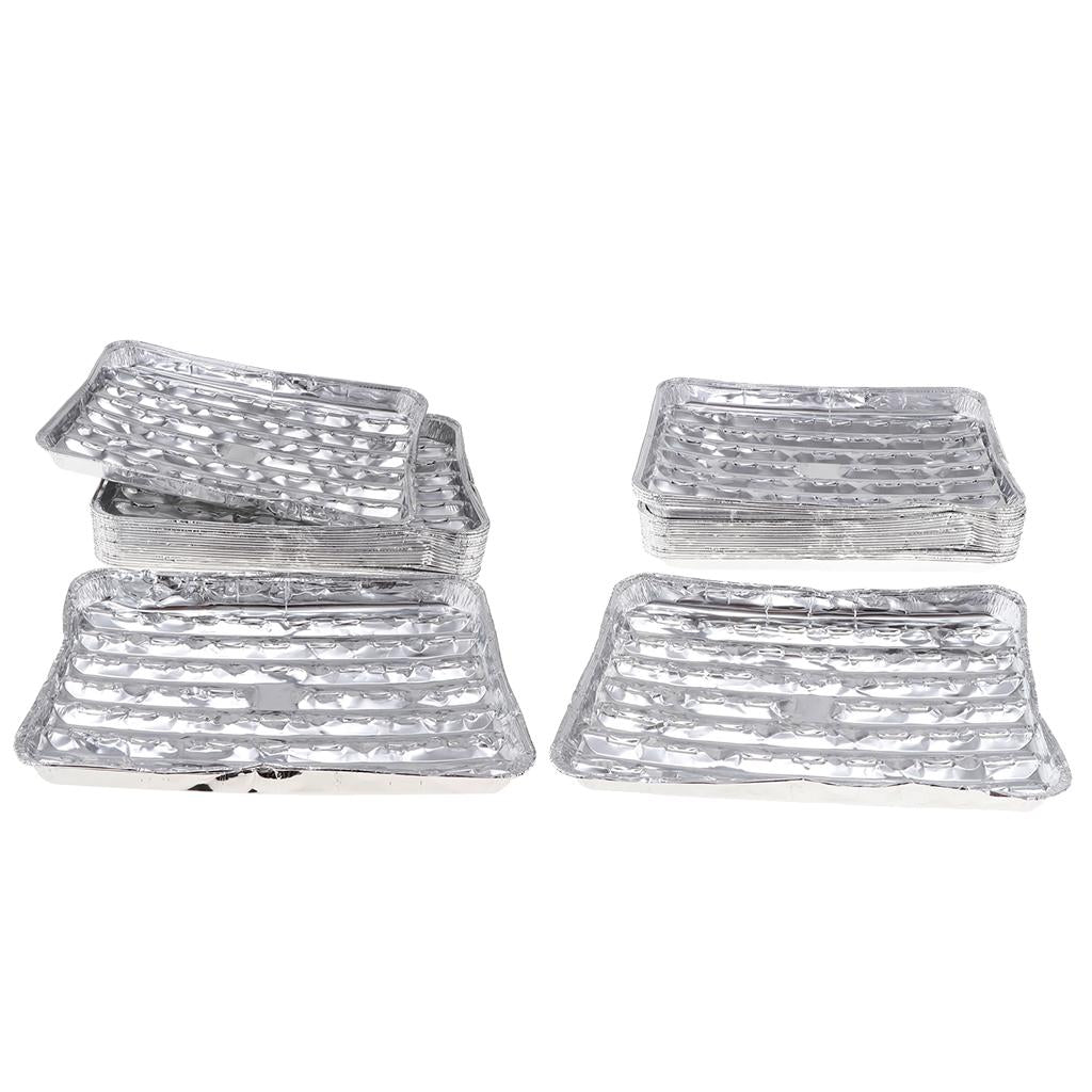 40pcs Aluminum Foil Grilling Tray Rectangular BBQ Plate Disposable Cake Pan