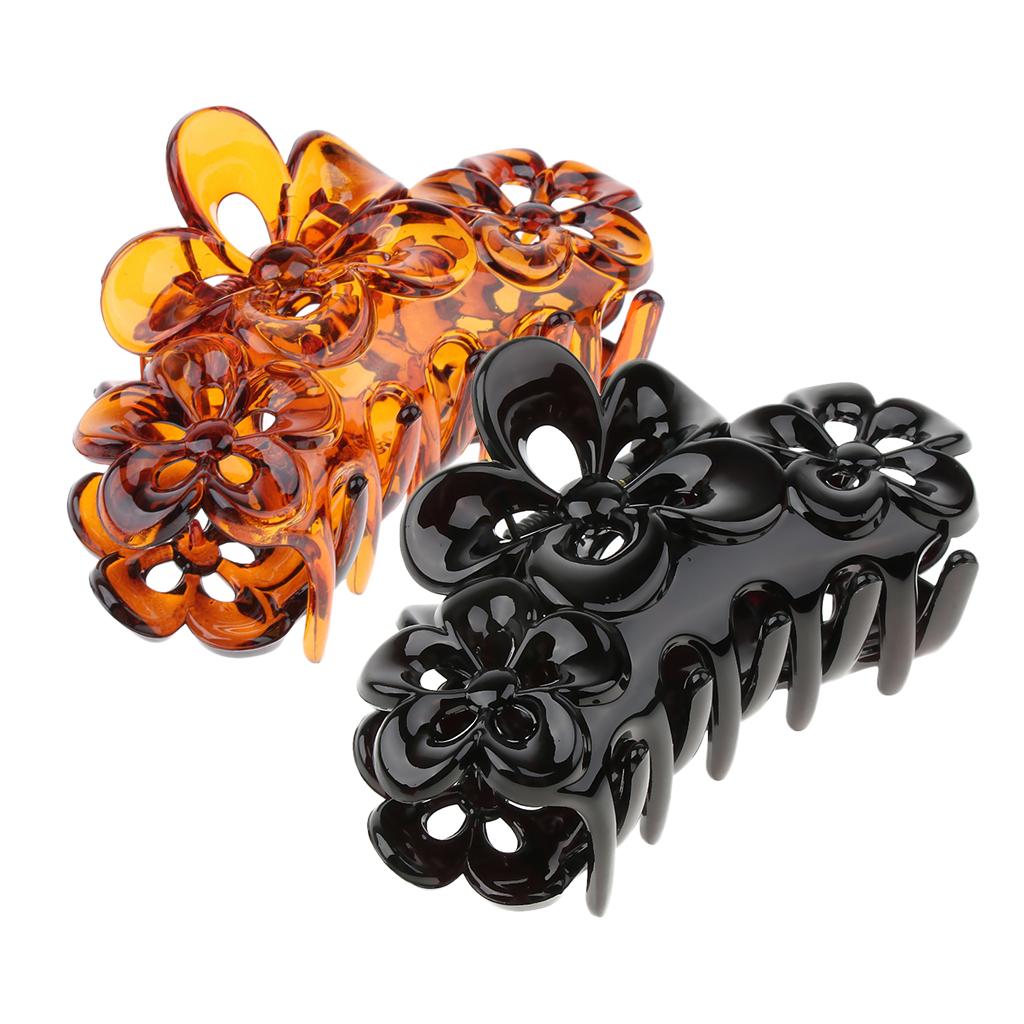2x Womens Large Floral Hair Claw Clasp Grips Clips Accessories