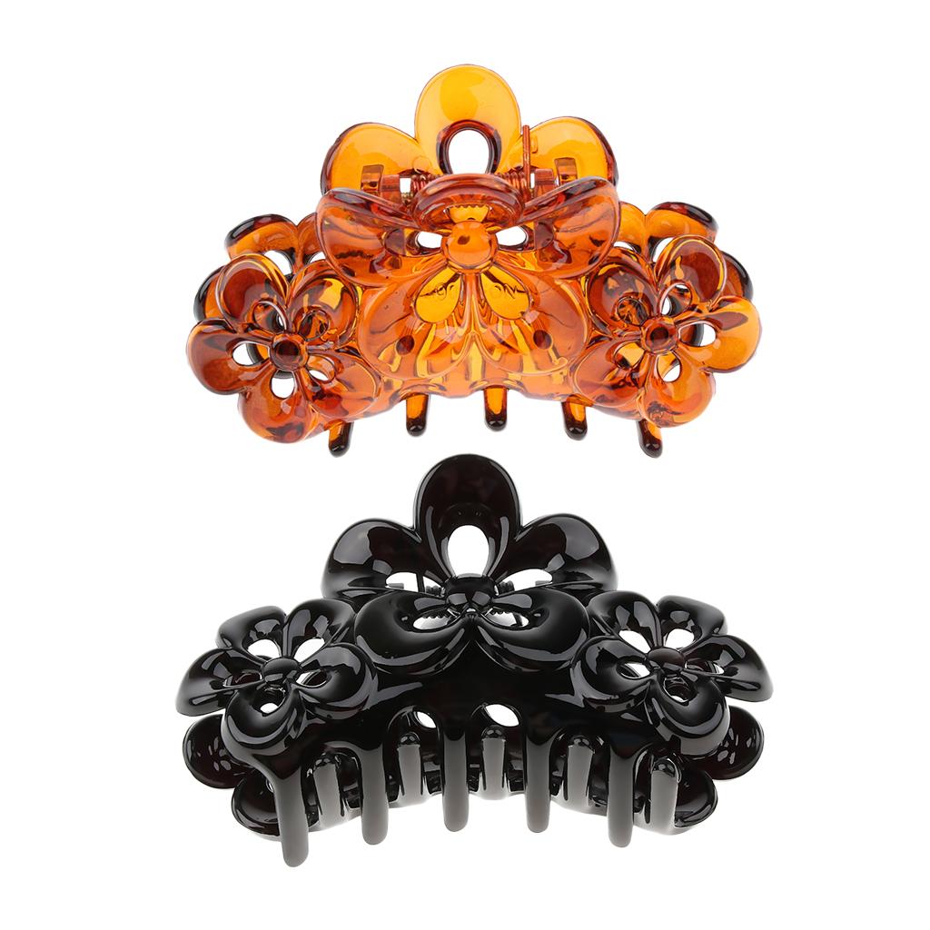 2x Womens Large Floral Hair Claw Clasp Grips Clips Accessories