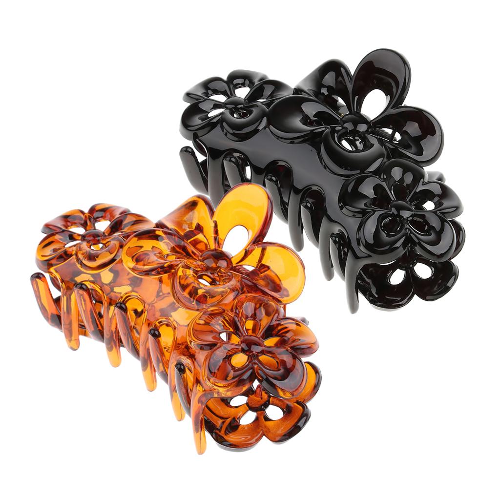 2x Womens Large Floral Hair Claw Clasp Grips Clips Accessories