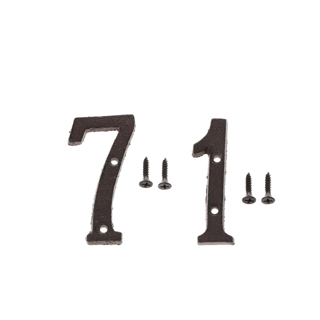 7 &1 Wrought Iron House Number,Matching Screws Included Black