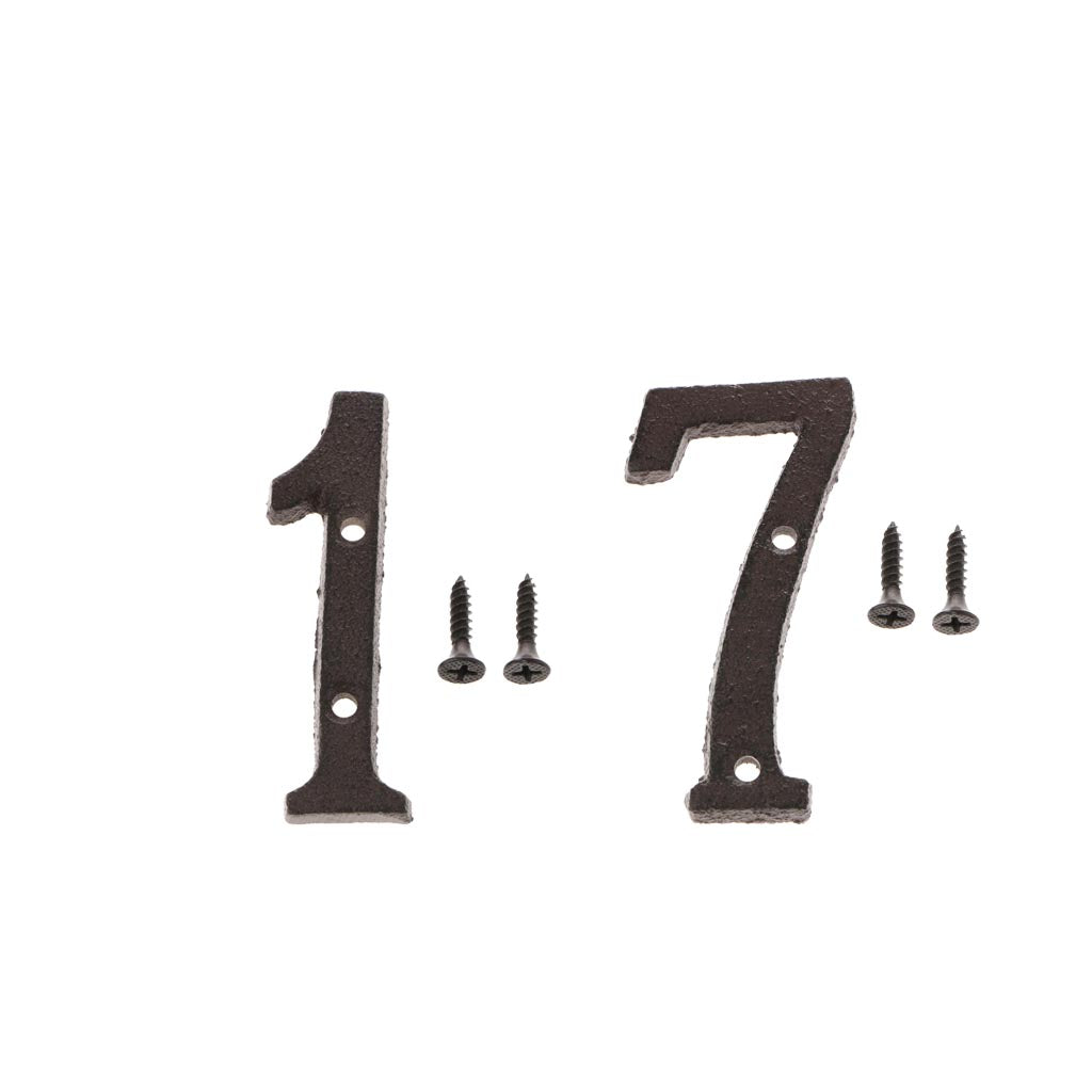 7 &1 Wrought Iron House Number,Matching Screws Included Black