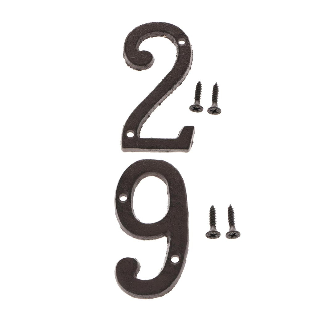 9 &2 Wrought Iron House Number,Matching Screws Included Black