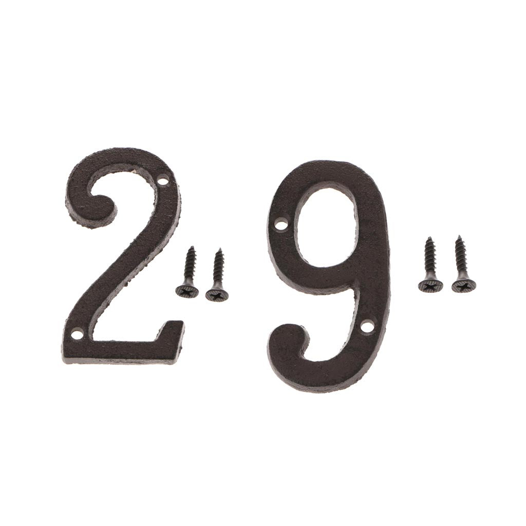 9 &2 Wrought Iron House Number,Matching Screws Included Black