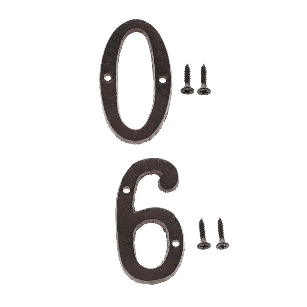 0 &6 Wrought Iron House Number,Matching Screws Included Black