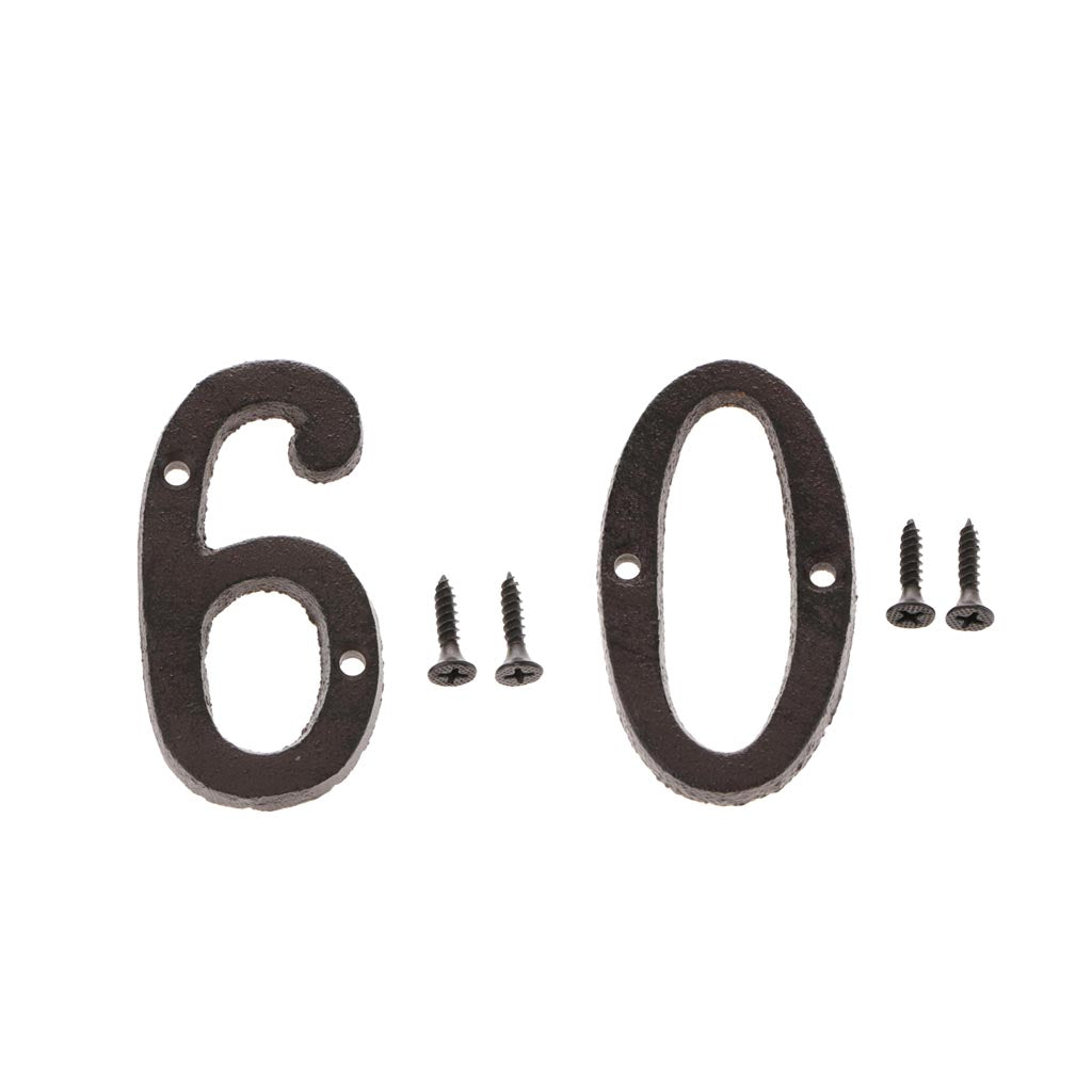 0 &6 Wrought Iron House Number,Matching Screws Included Black