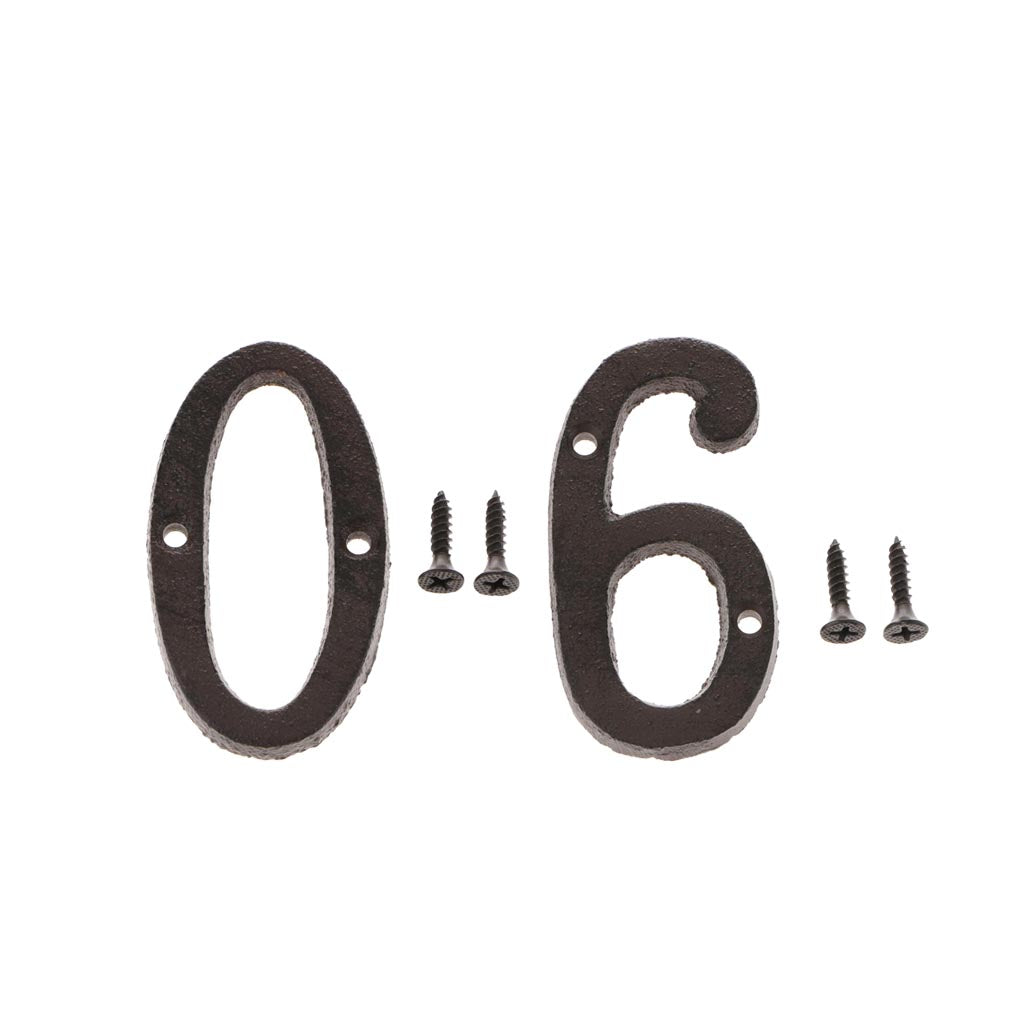 0 &6 Wrought Iron House Number,Matching Screws Included Black