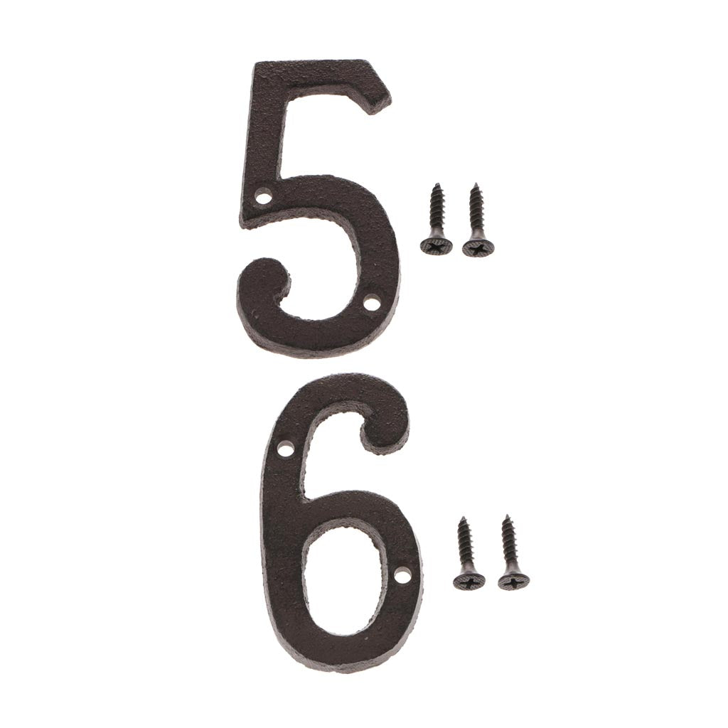 5 &6 Wrought Iron House Number,Matching Screws Included Black