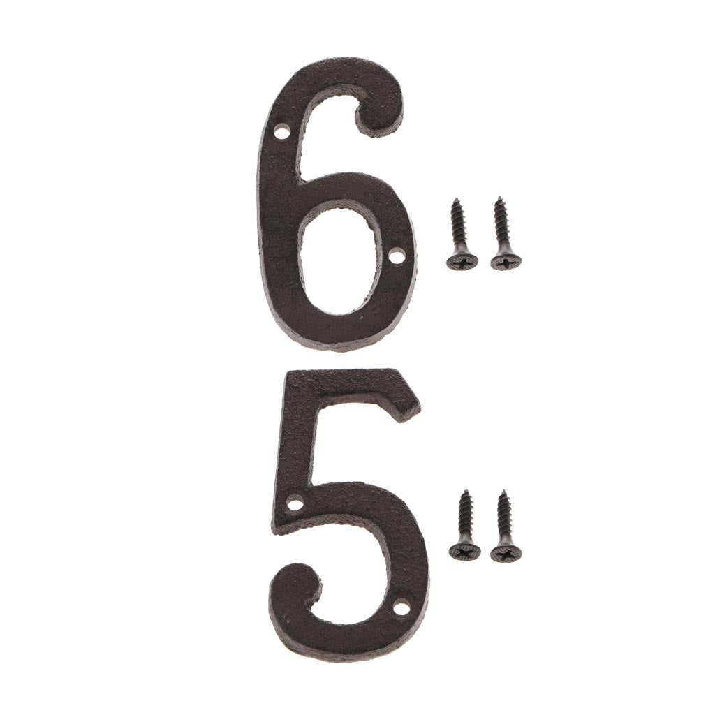 5 &6 Wrought Iron House Number,Matching Screws Included Black