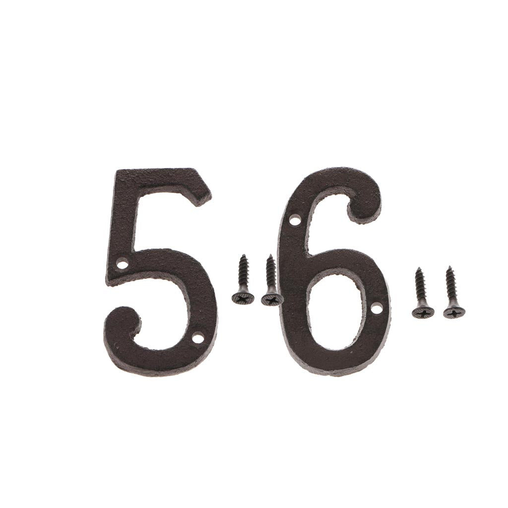 5 &6 Wrought Iron House Number,Matching Screws Included Black