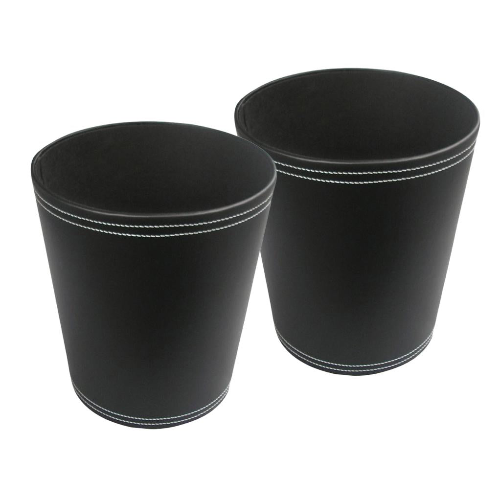 2pcs Waste Storage Paper Dust Rubbish Bin Bins Basket Home Office Black
