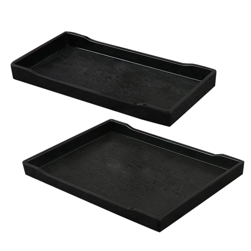 2 Pieces Melamine Hotel Serving Tray Dishes Cup Glass Cake Set Black