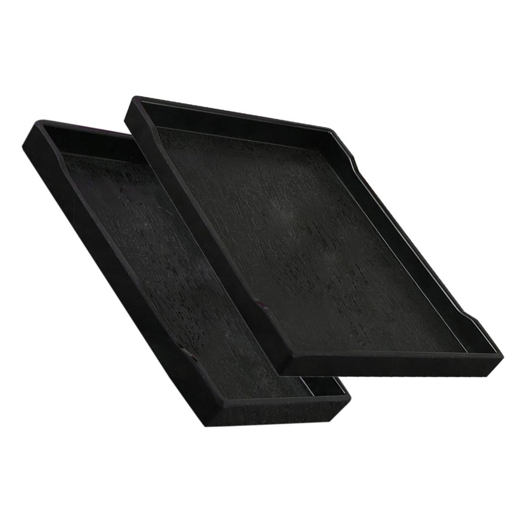 2 Pieces Melamine Hotel Serving Tray Dishes Cup Glass Cake Set Black