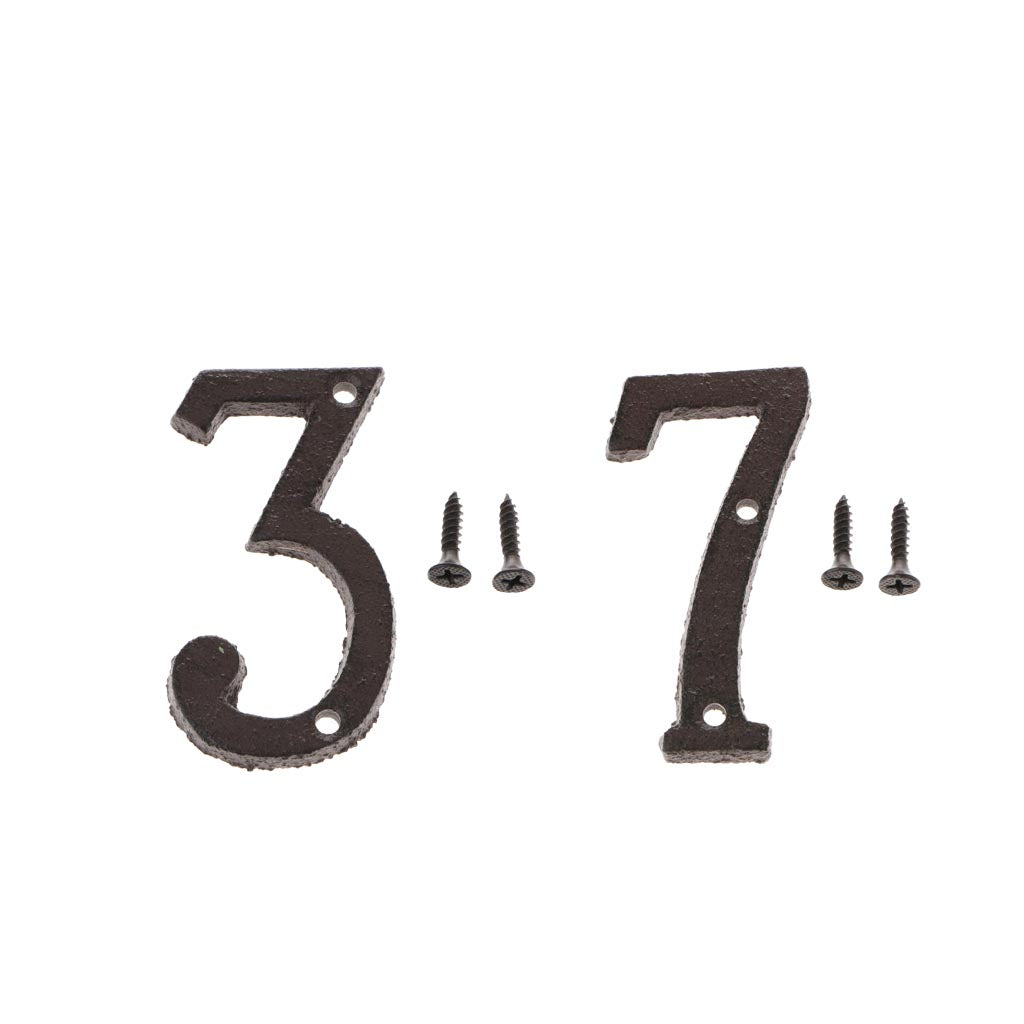 3 &7 Wrought Iron House Number,Matching Screws Included Black