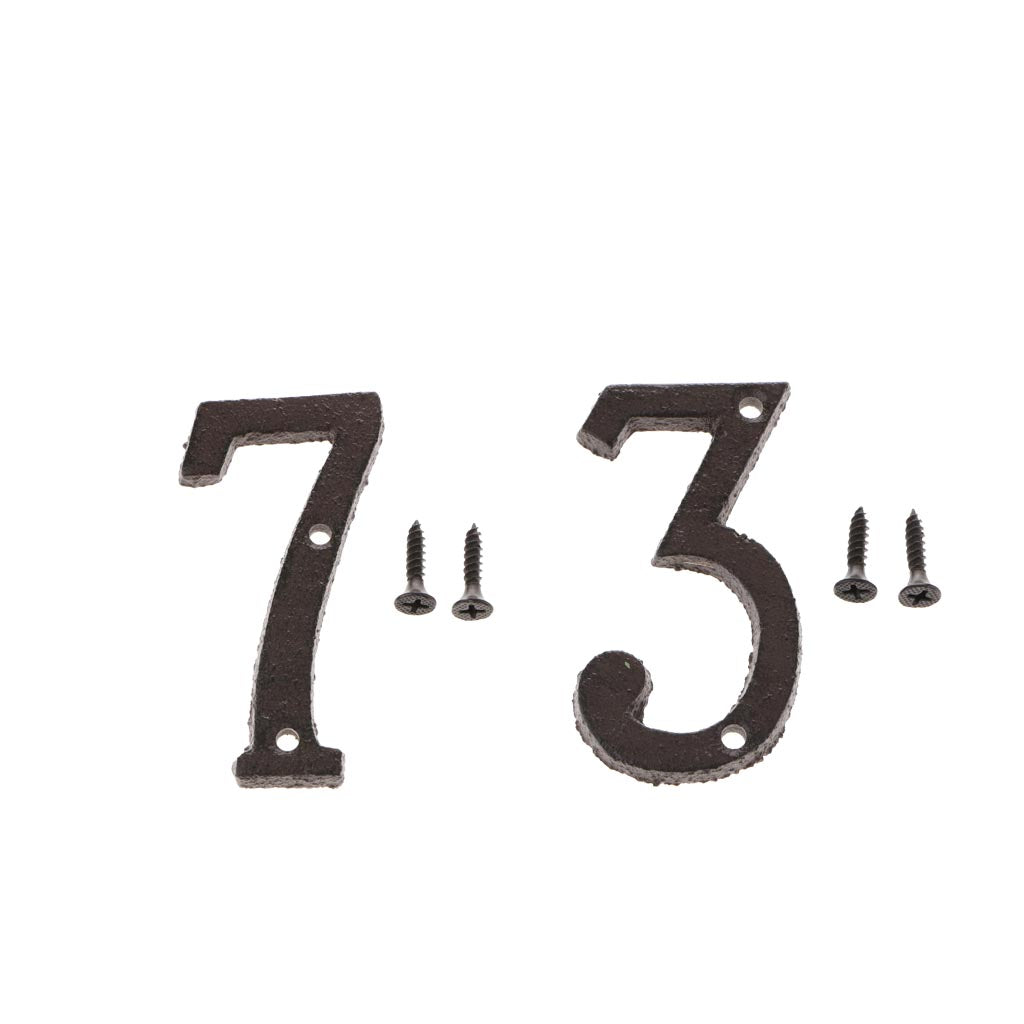 3 &7 Wrought Iron House Number,Matching Screws Included Black