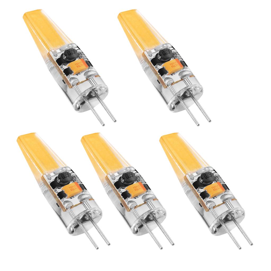 5 Pcs G4 3W Dimmable COB LED Light Bulb AC/DC 12V Crystal Silicone Lamp 38MM