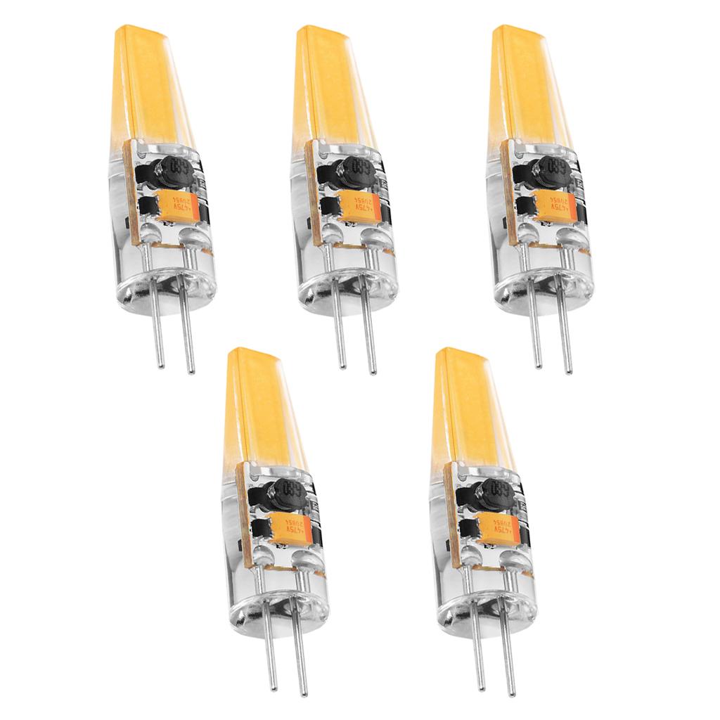 5 Pcs G4 3W Dimmable COB LED Light Bulb AC/DC 12V Crystal Silicone Lamp 38MM