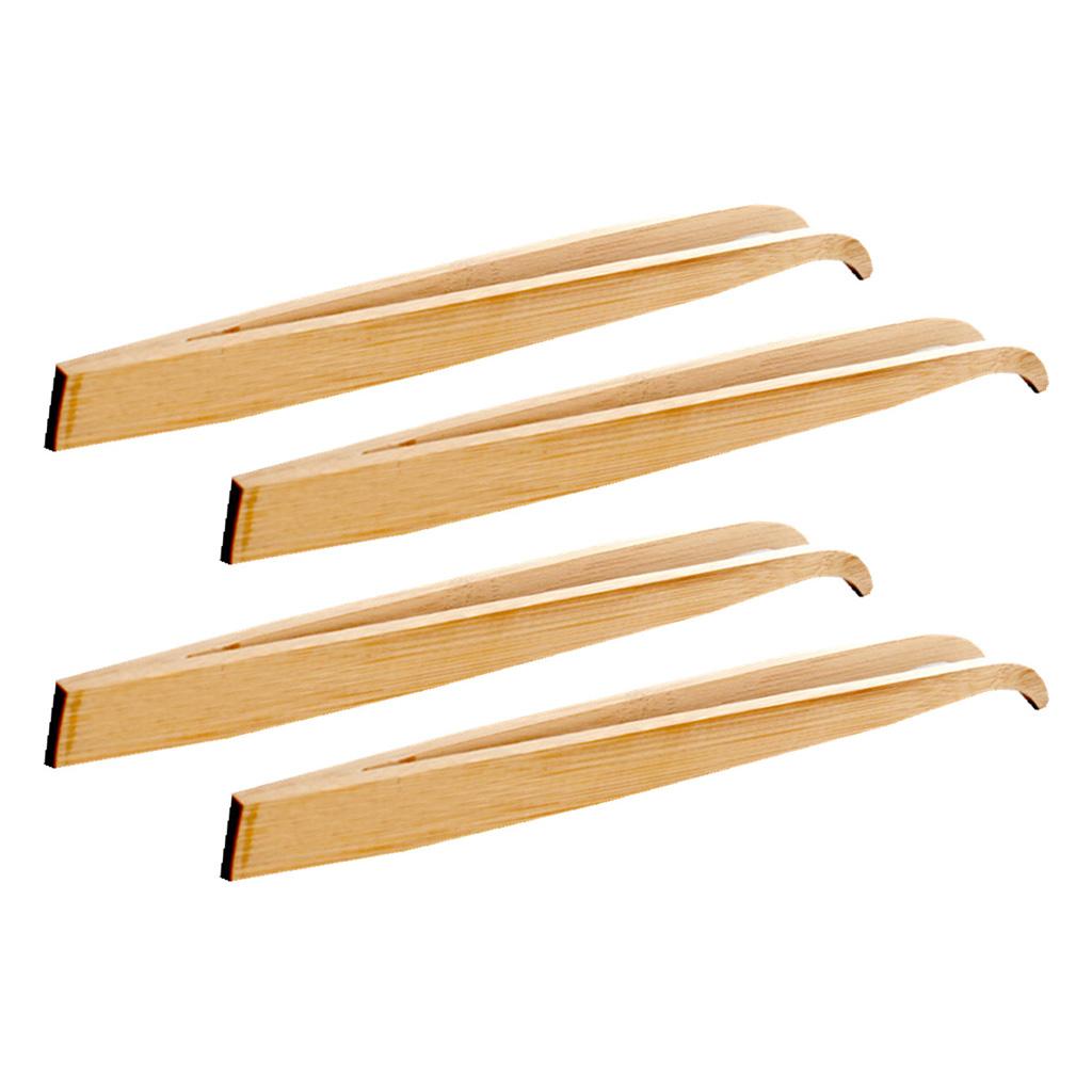 4 Pcs 16.5cm Bamboo Tweezers Pet Insects Gardening Bent Feeding Tool