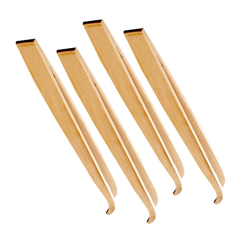 4 Pcs 16.5cm Bamboo Tweezers Pet Insects Gardening Bent Feeding Tool