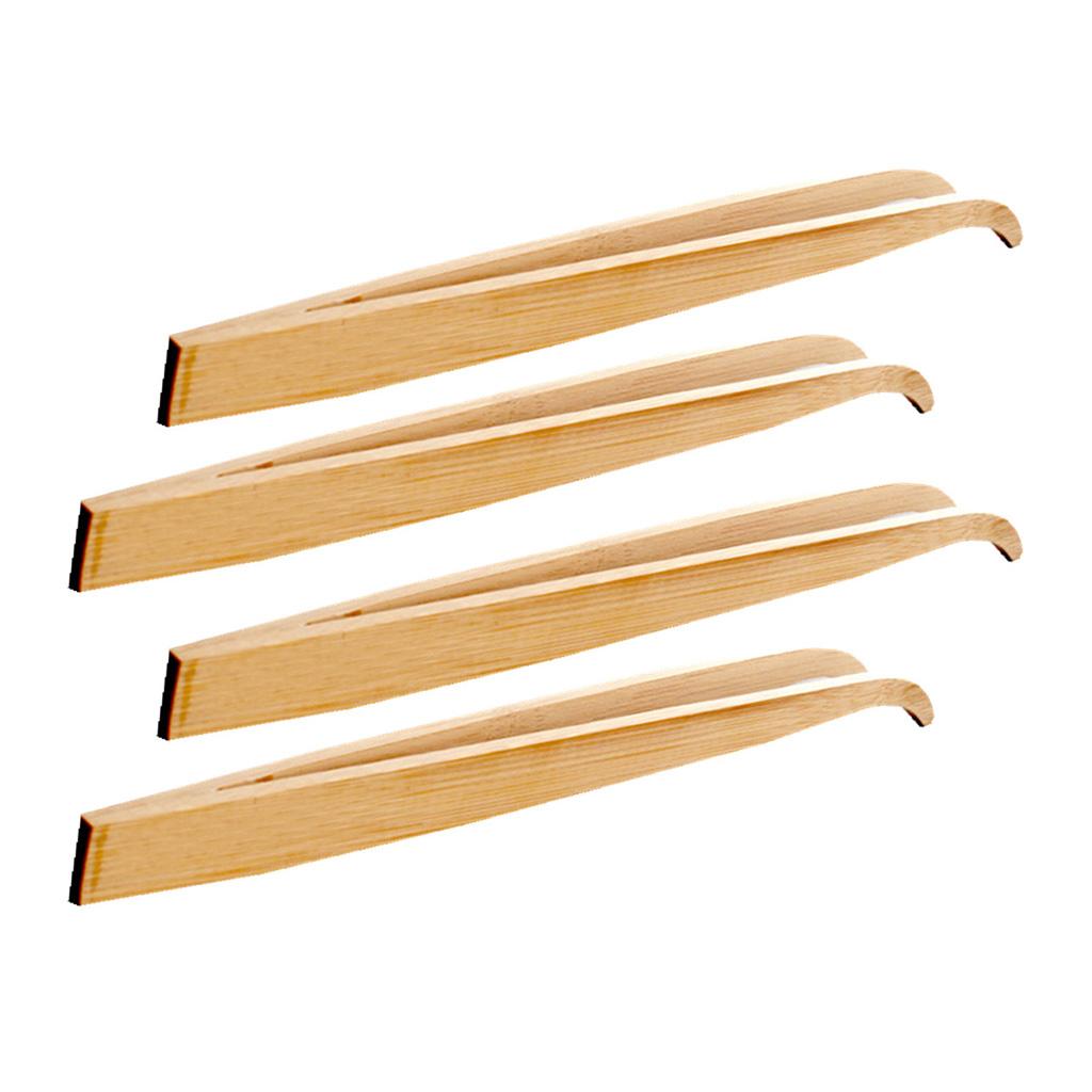 4 Pcs 16.5cm Bamboo Tweezers Pet Insects Gardening Bent Feeding Tool