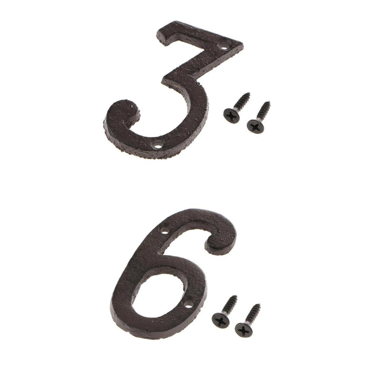 3 &6 Wrought Iron House Number,Matching Screws Included Black