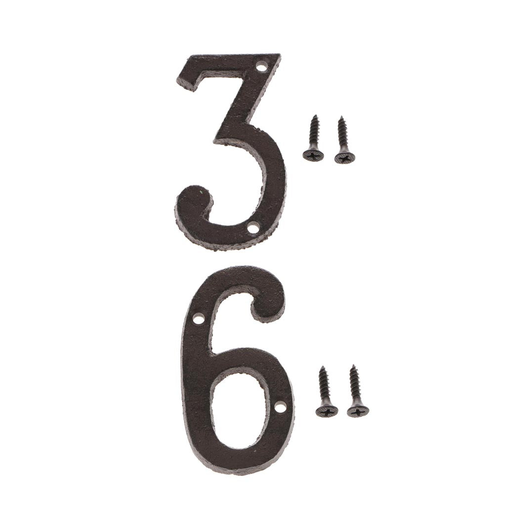 3 &6 Wrought Iron House Number,Matching Screws Included Black