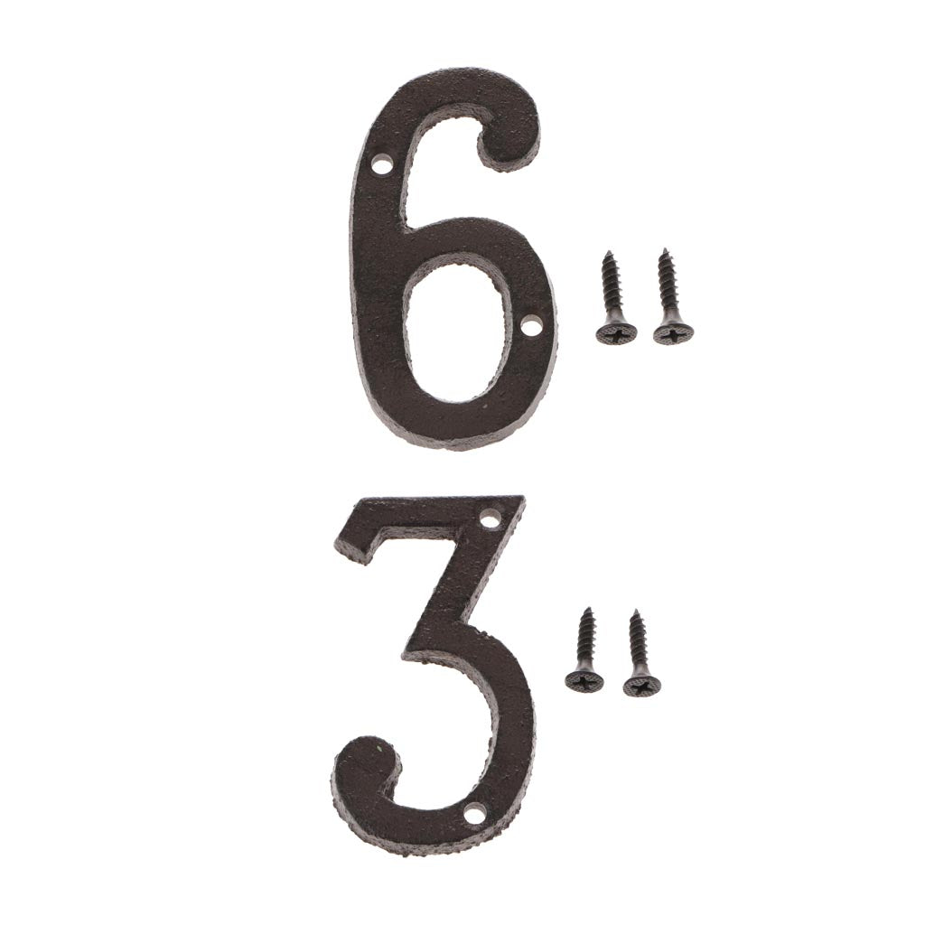 3 &6 Wrought Iron House Number,Matching Screws Included Black