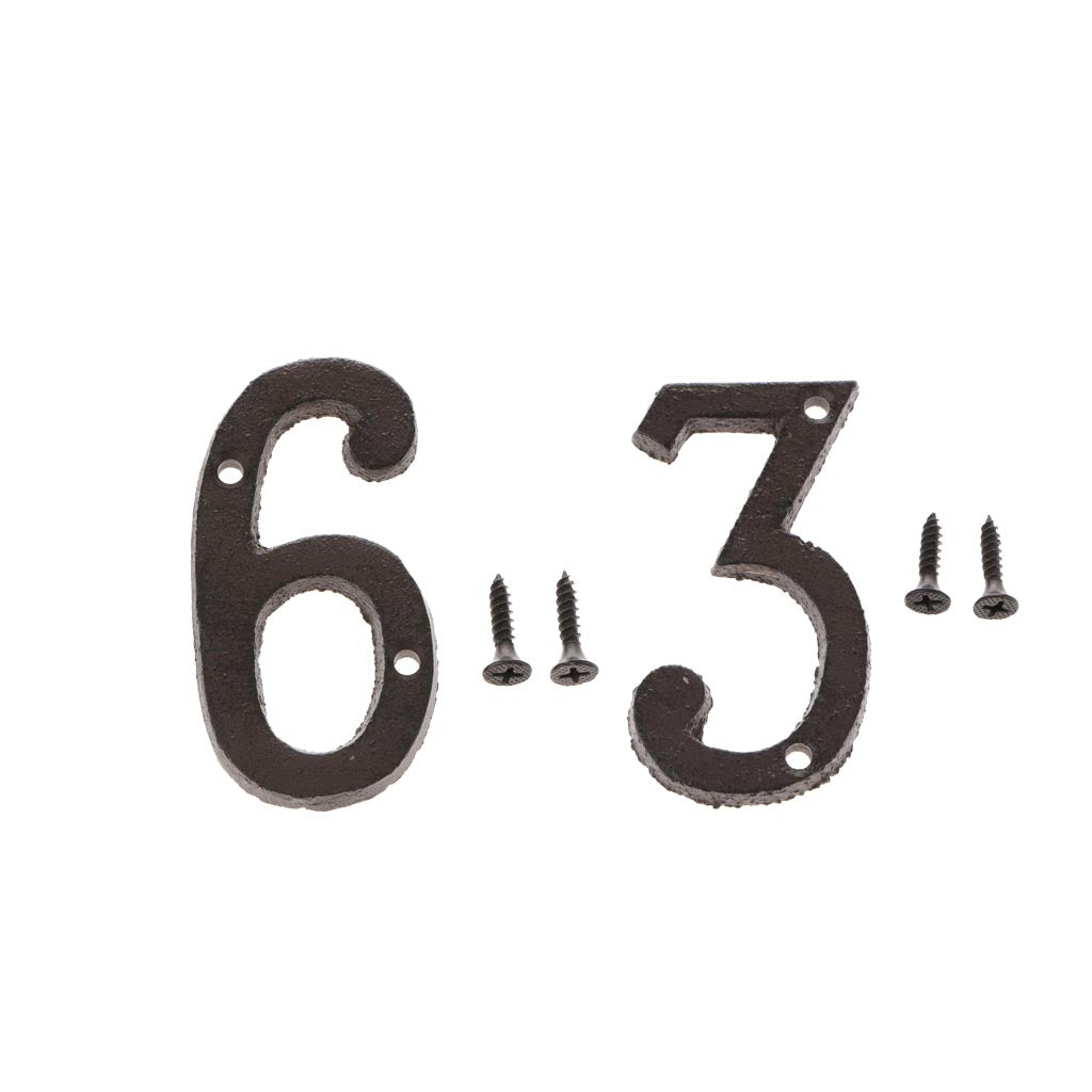 3 &6 Wrought Iron House Number,Matching Screws Included Black
