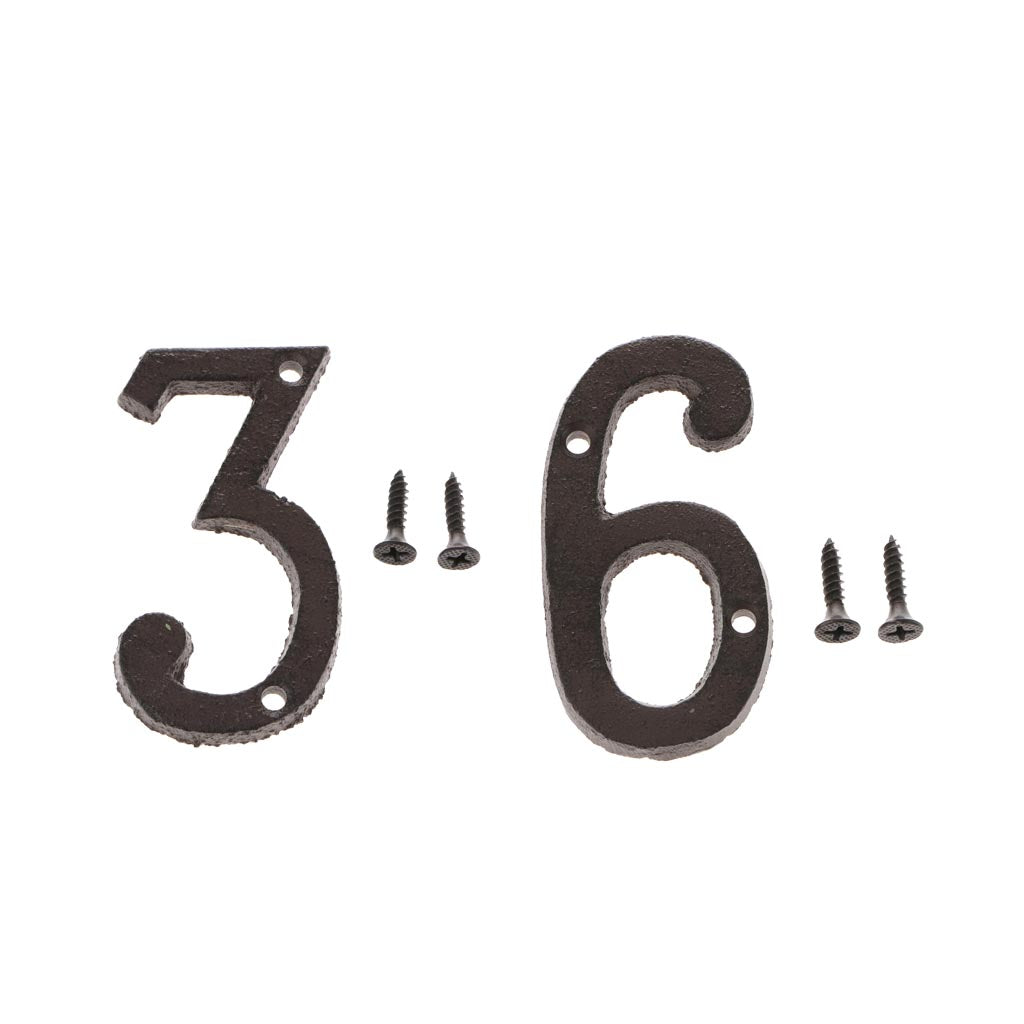3 &6 Wrought Iron House Number,Matching Screws Included Black