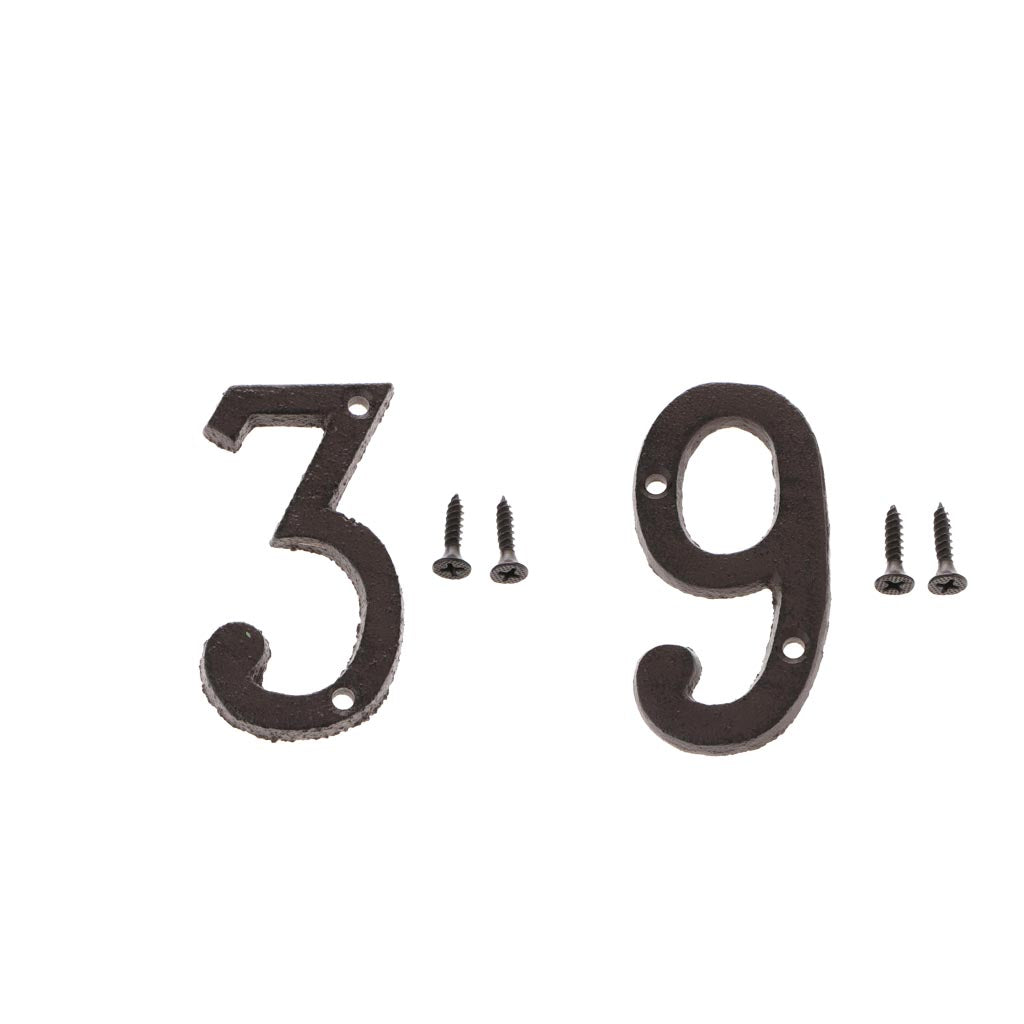 3 &9 Wrought Iron House Number,Matching Screws Included Black