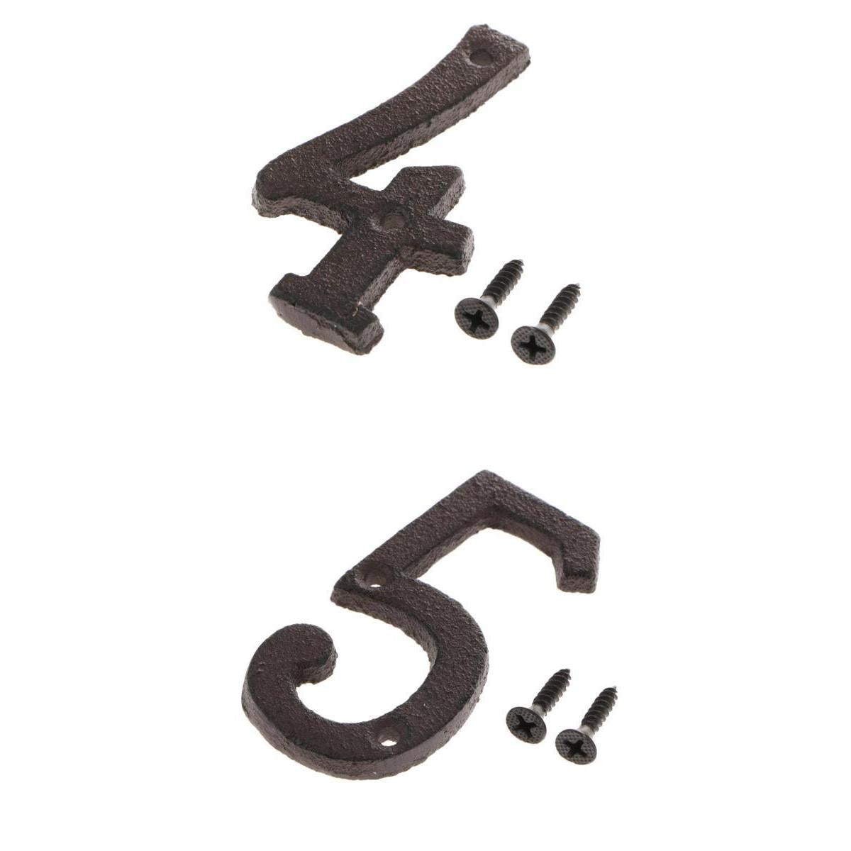 4 &5 Wrought Iron House Number,Matching Screws Included Black