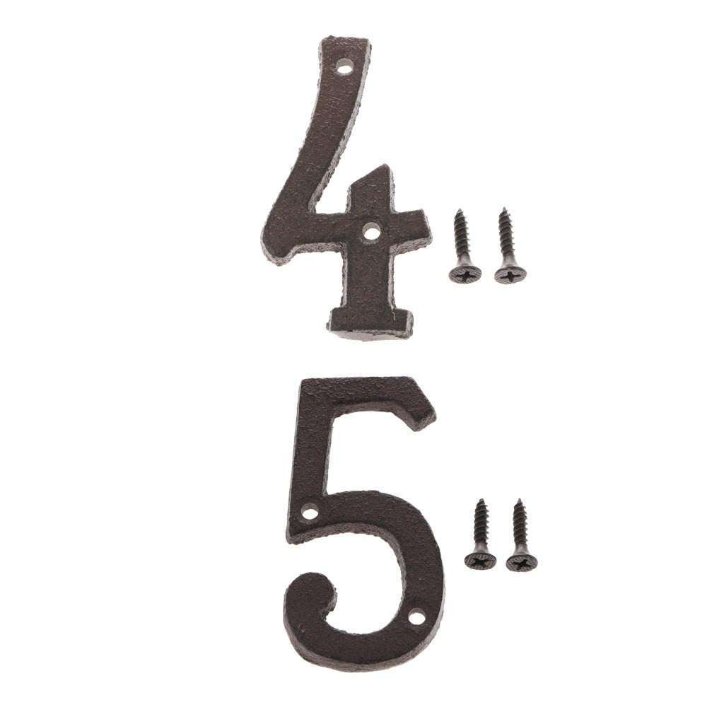 4 &5 Wrought Iron House Number,Matching Screws Included Black