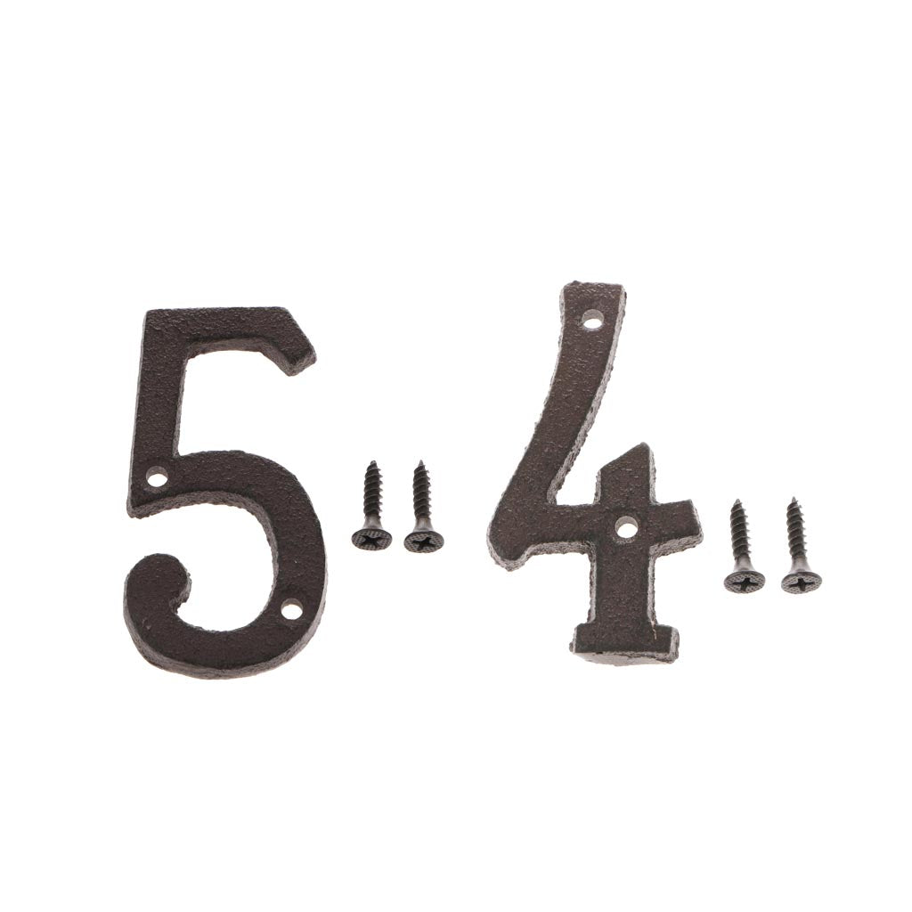 4 &5 Wrought Iron House Number,Matching Screws Included Black
