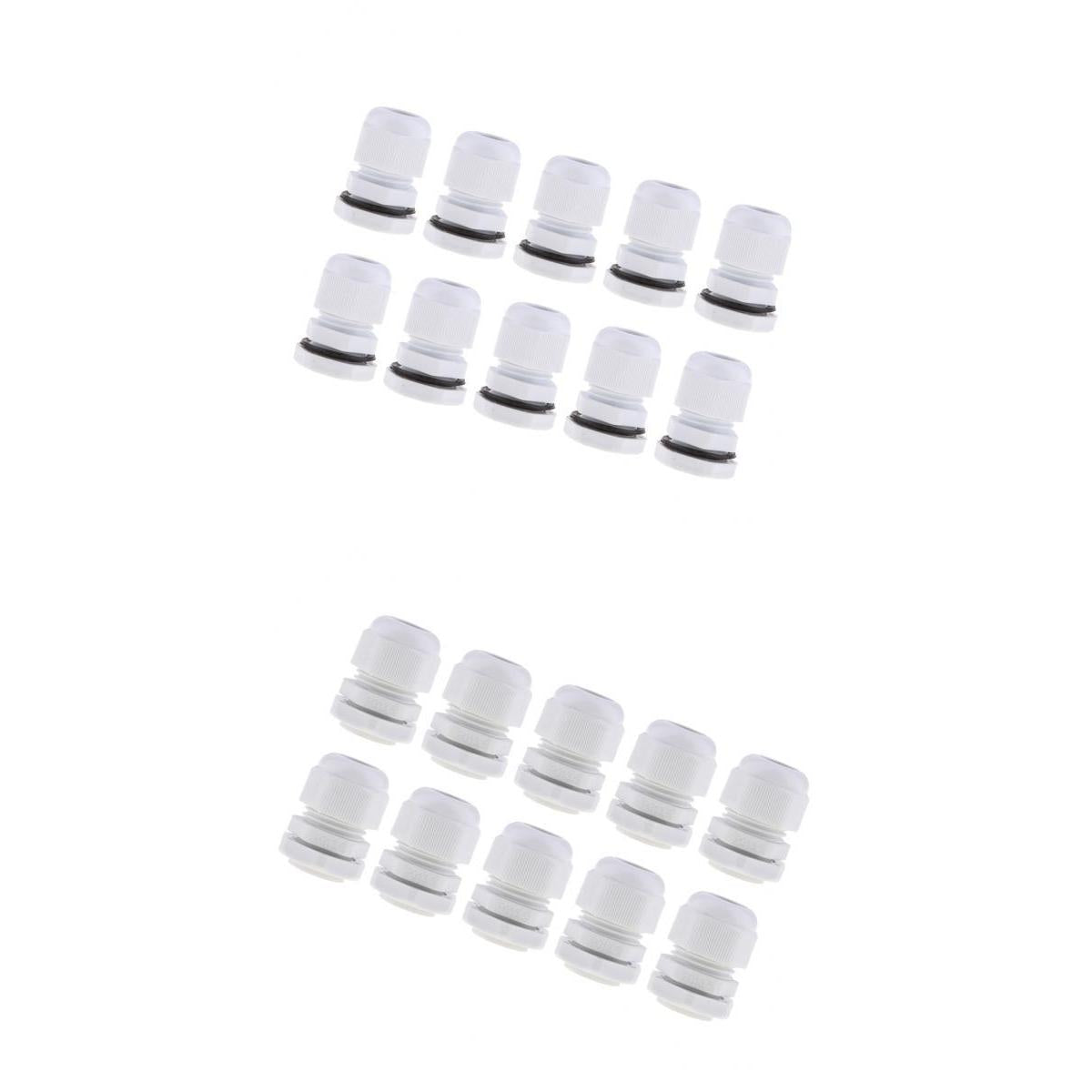 20Pcs Waterproof Nylon Cable Gland Joints White Cord Connector PG 11+PG 16