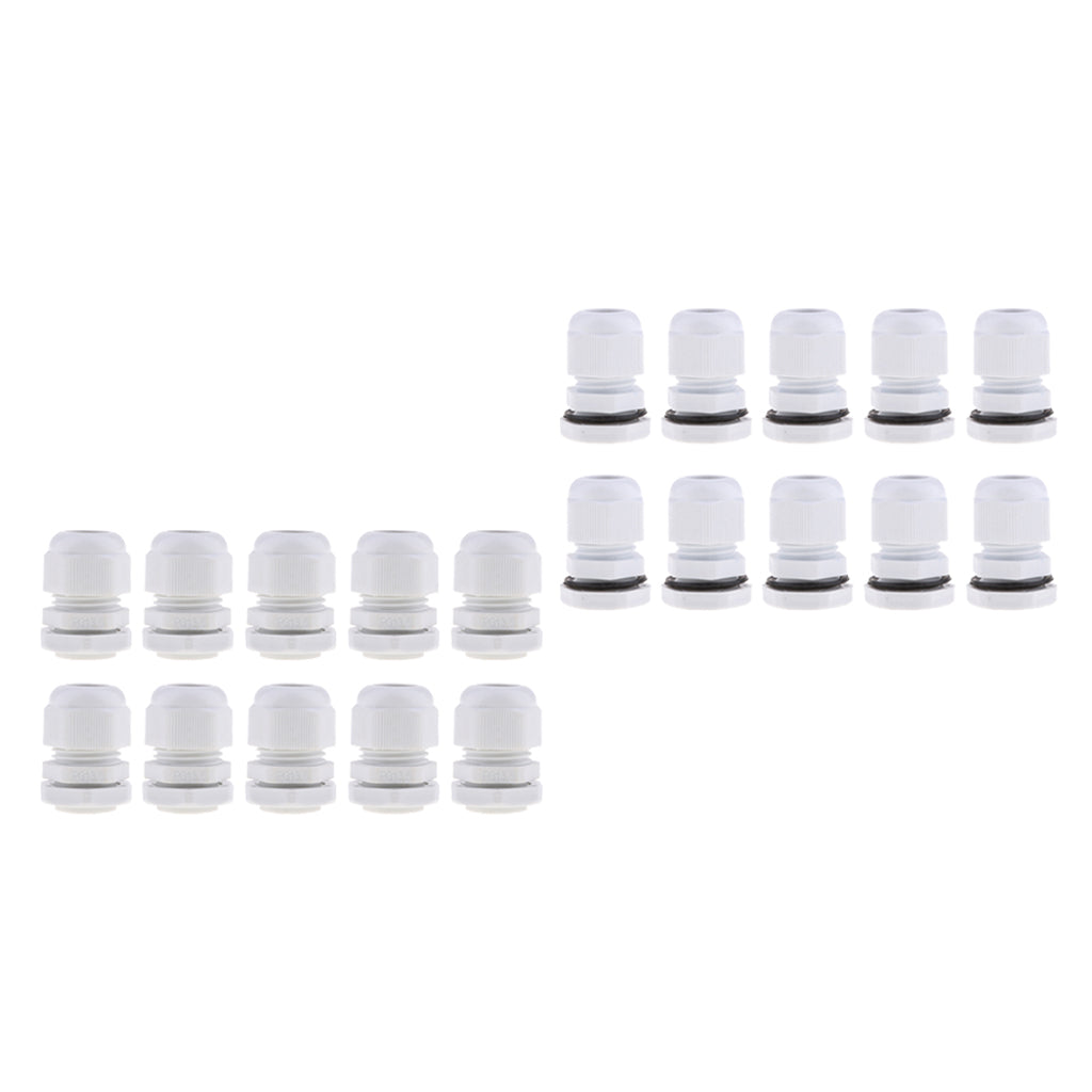 20Pcs Waterproof Nylon Cable Gland Joints White Cord Connector PG 11+PG 16