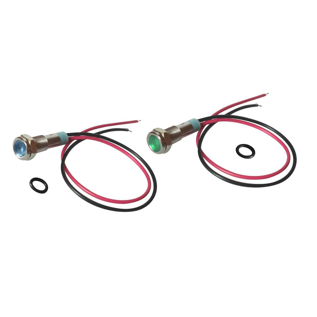 6mm LED Metal Indicator Light Signal Pilot Dash Lamp 6V Green+Blue