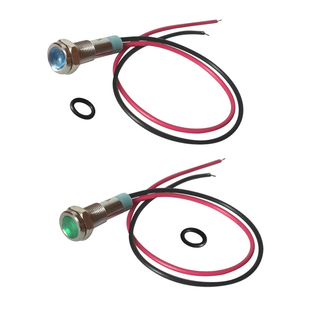 6mm LED Metal Indicator Light Signal Pilot Dash Lamp 6V Green+Blue