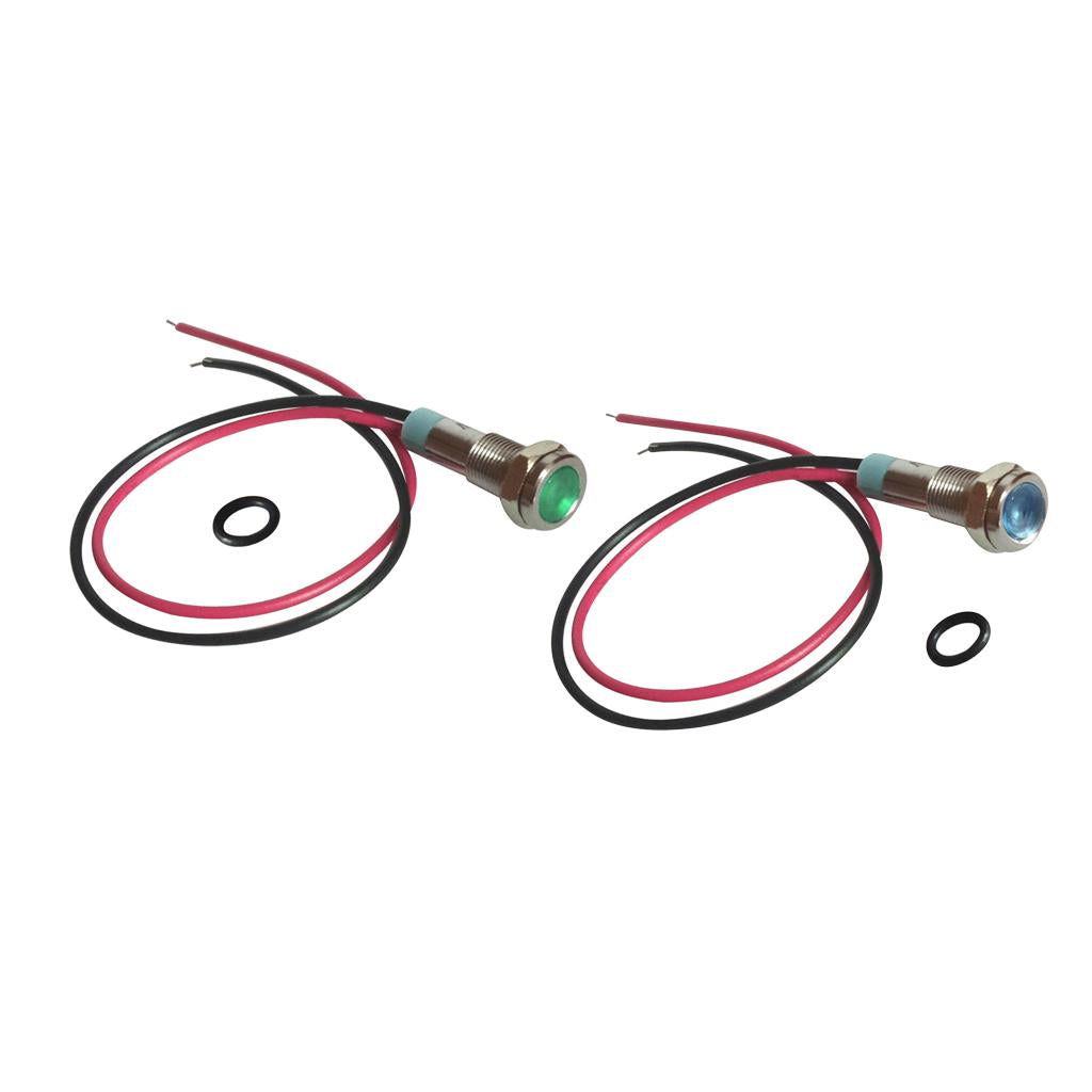 6mm LED Metal Indicator Light Signal Pilot Dash Lamp 6V Green+Blue