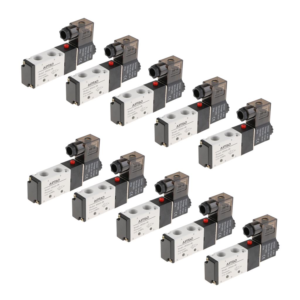 10x1X 4V210-08 Solenoid Valve 5 Way 2 Position Pneumatic Air 1/4 BSPT 24V"