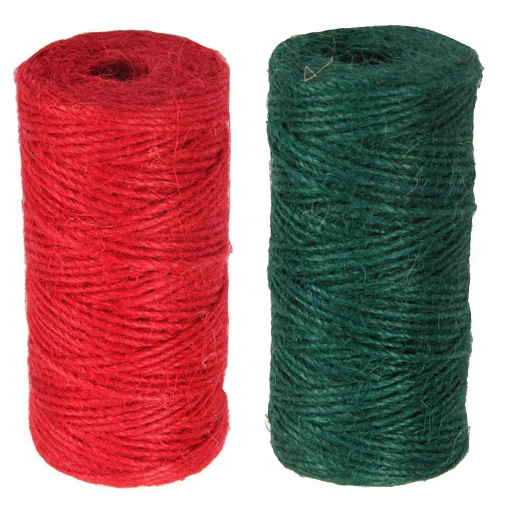 2 Roll 100m Jute Cord String Crafts DIY Gift Wrapping Twine Rope Red & Green