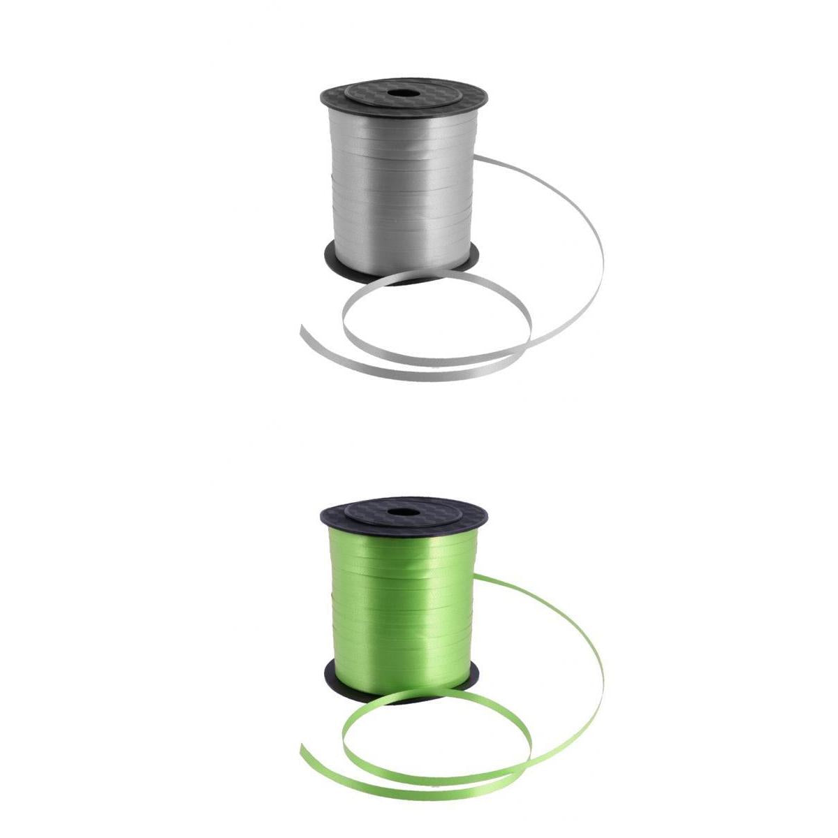 2 Roll 225 Meter Balloon Curling Ribbon Wedding Baloon Ribbon Green & Silver
