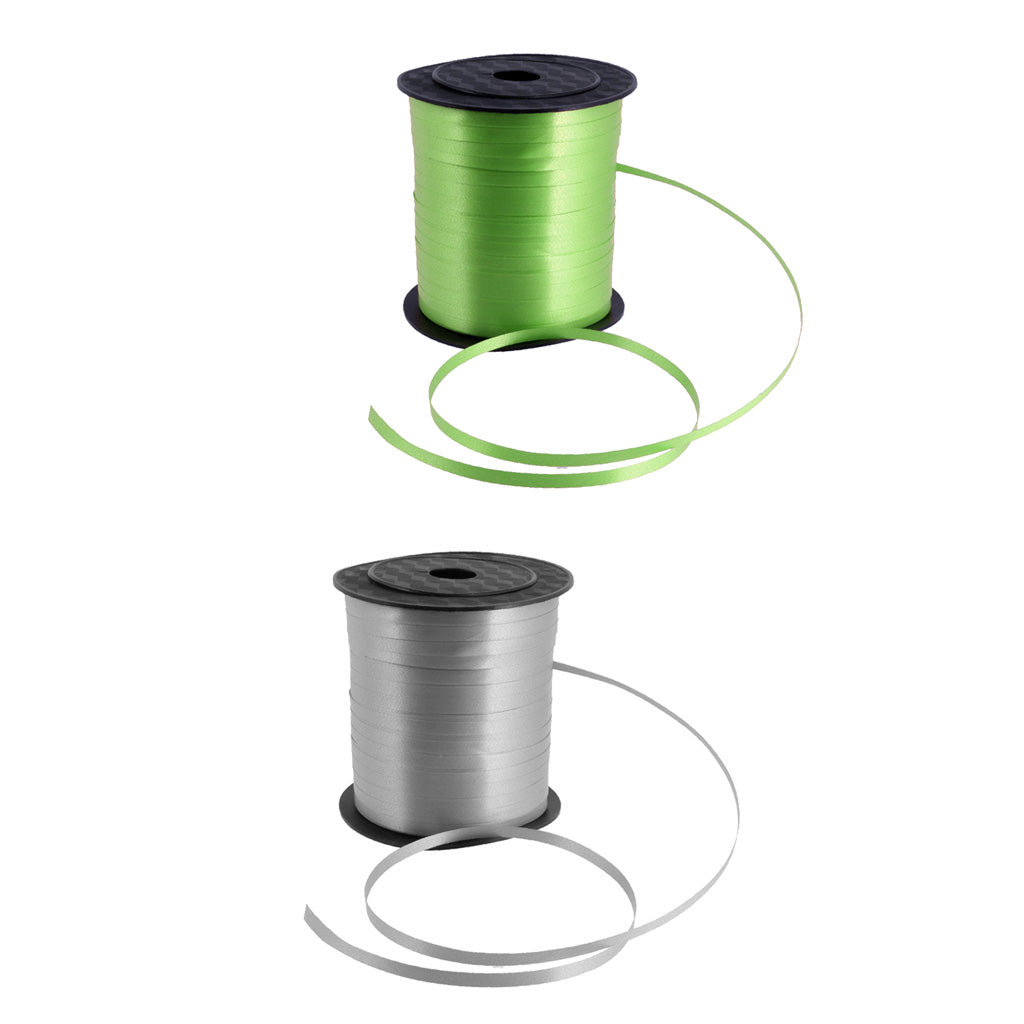 2 Roll 225 Meter Balloon Curling Ribbon Wedding Baloon Ribbon Green & Silver