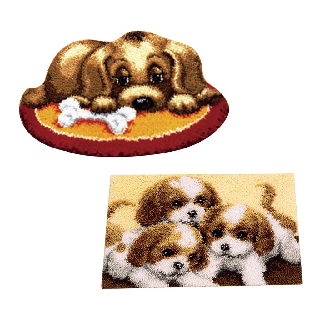 2 Set Dogs Latch Hook Kits with Basic Tool and Instruction for Rug Making