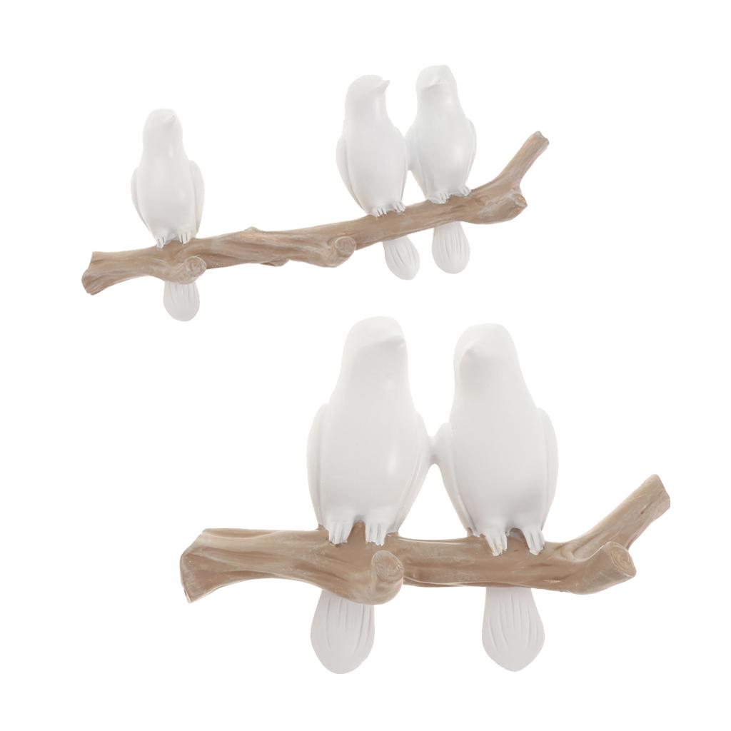 2x Wall Mounted Resin Coat Robe Hook Birds On tree Branch Hanger Rack
