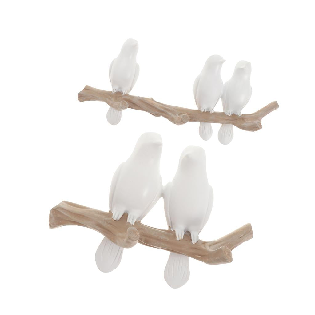 2x Wall Mounted Resin Coat Robe Hook Birds On tree Branch Hanger Rack