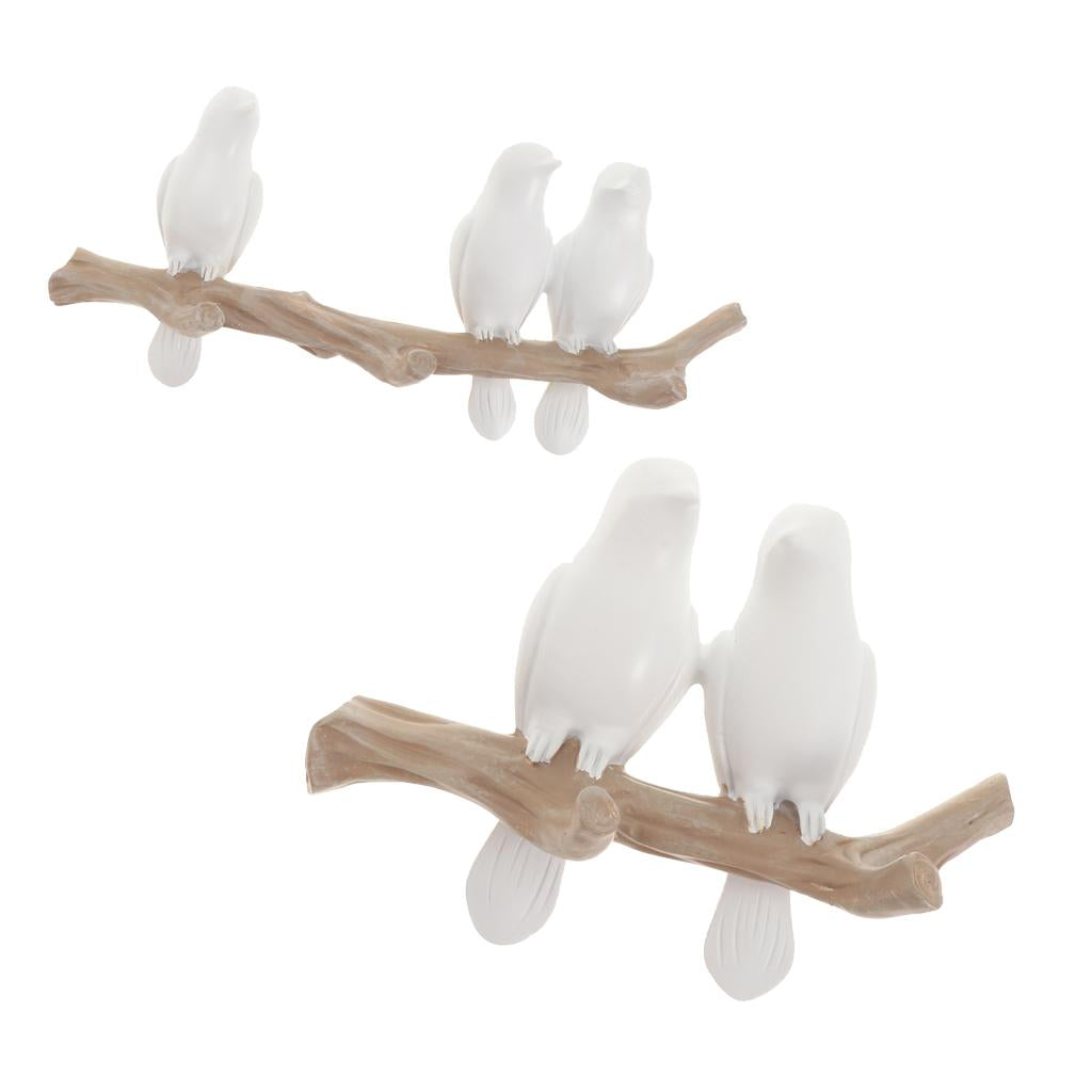 2x Wall Mounted Resin Coat Robe Hook Birds On tree Branch Hanger Rack