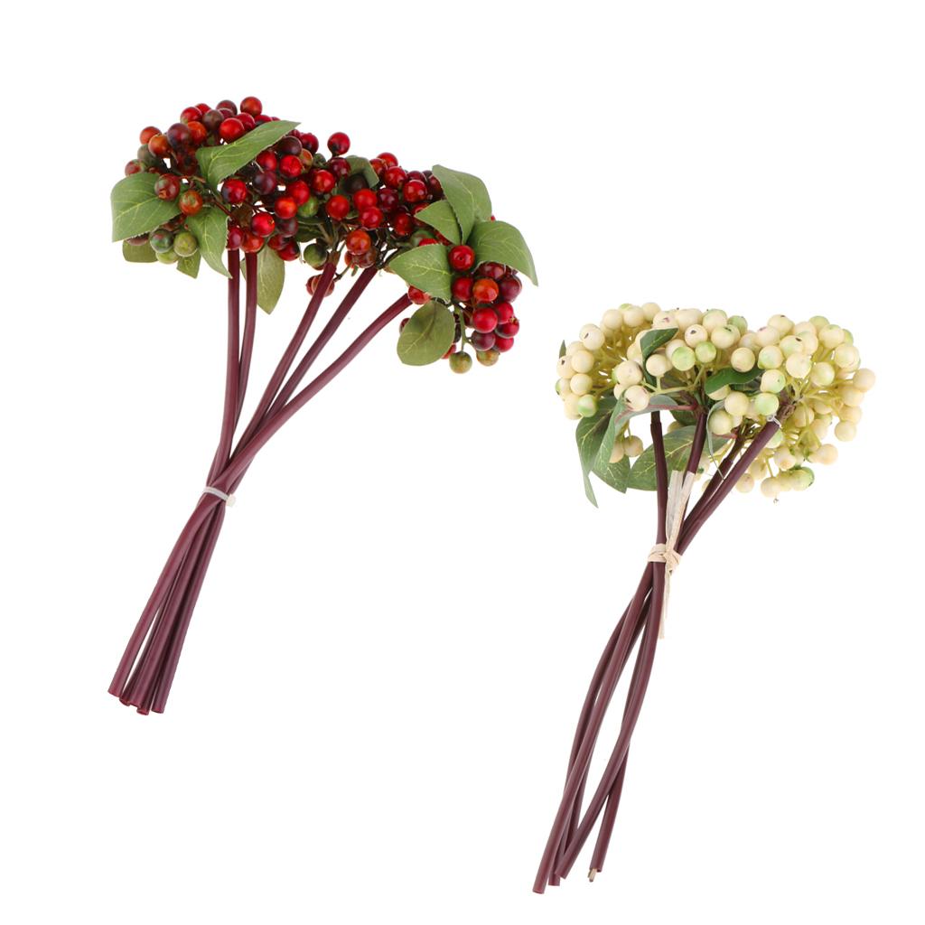 2 bunches Artificial Berries Bush Flower Plants Wedding Home Garden Decor