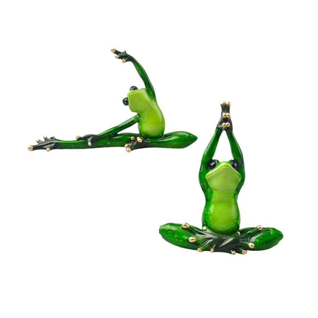 2x Resin Creative 3D Craft Frog Figurine Office Desk Car Dashboard Ornament