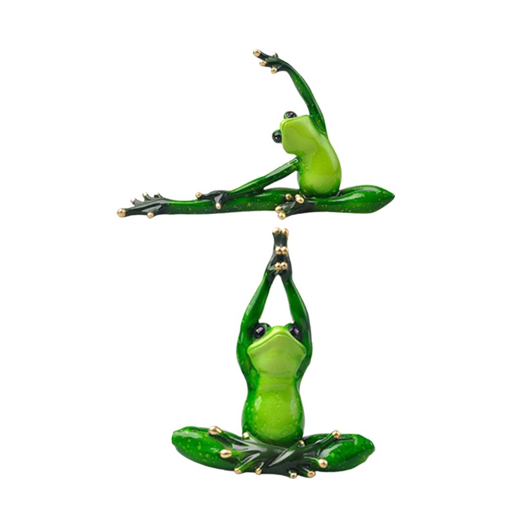 2x Resin Creative 3D Craft Frog Figurine Office Desk Car Dashboard Ornament